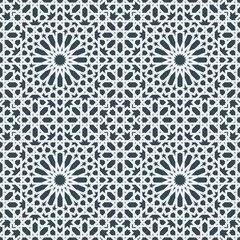 Islamic seamless vector pattern. Geometric ornaments based on traditional arabic art. Oriental muslim mosaic. Turkish, Arabian, Moroccan design on a white background. Mosque decoration element.