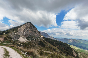 Green Hill Landscape in Central Sicily near Cammarata Mountain in Spring