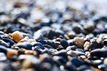 Pebble texture on the river bank