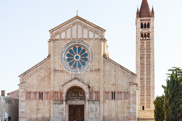 facade of Basilica of San Zeno in Verona city
