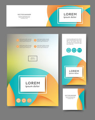 Set of advertising flyers and banners with abstract waves and lines