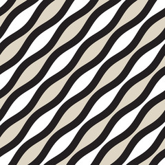 Vector Seamless Geometric Pattern. Monochrome Wavy Lines. Elegant Ripple Stripes