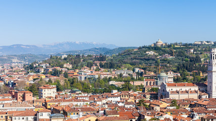 Fototapeta premium view of Verona city with castel san pietro hill