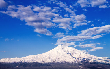 Mountains with clouds.