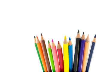 Education concept, Color pencil on white background.