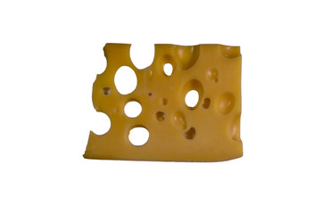 Piece of cheese isolated on a white background