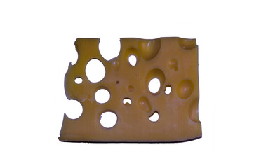Piece of cheese isolated on a white background