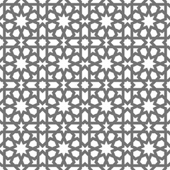 Islamic seamless vector pattern. Geometric ornaments based on traditional arabic art. Oriental muslim mosaic. Turkish, Arabian, Moroccan design on a white background. Mosque decoration element.