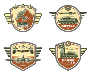 Naklejka premium Colored Vintage Military Emblems Set
