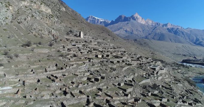 Ruined ancient city in mountains