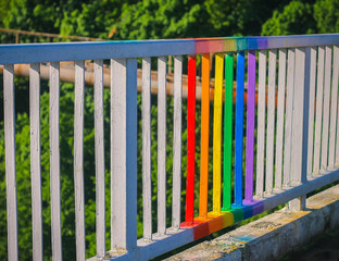 LGBT flag on brick wall background