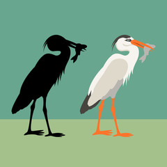 Heron vector illustration style Flat silhouette