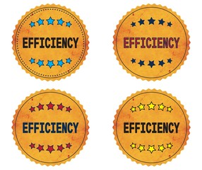 EFFICIENCY text, on round wavy border vintage, stamp badge.