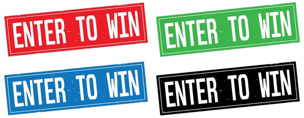 ENTER TO WIN text, on rectangle stamp sign.