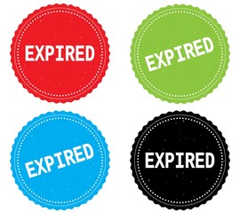 EXPIRED text, on round wavy border stamp badge.