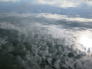 Shades of grey reflection on water surface on a cloudy day