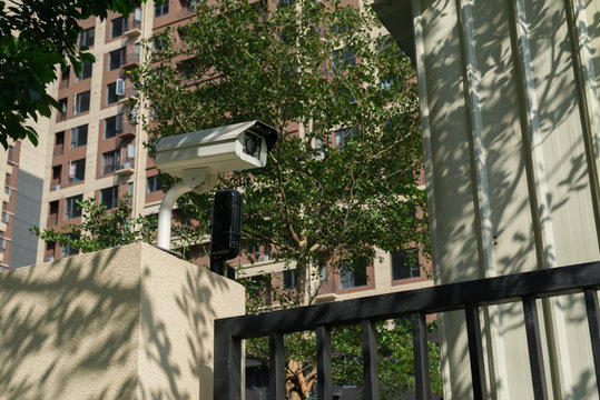 CCTV camera in front of a residential building