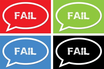 FAIL text, on ellipse speech bubble sign.