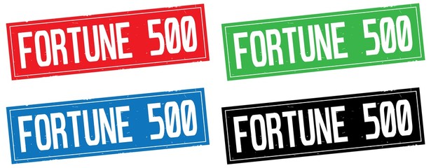 FORTUNE 500 text, on rectangle stamp sign.