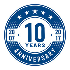 10 years anniversary logo template. Vector and illustration.
