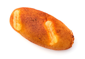 top view bread on a white background