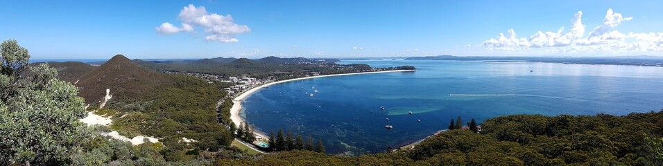 Shoal Bay vue du Mont Tomaree, New South Wales, Australie