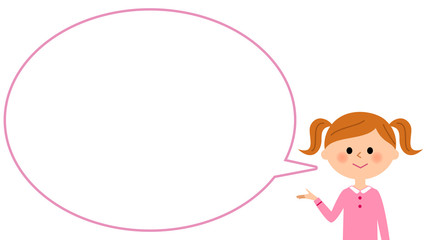 説明する女の子　吹き出し