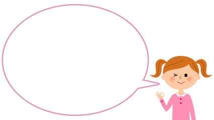 OKサインを出す女の子　吹き出し