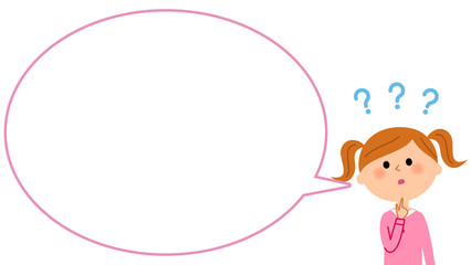 疑問をいだく女の子　吹き出し