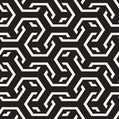 Vector Seamless Interlacing Lines Pattern. Repeating Geometric Background With Hexagonal Lattice.