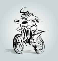 Vector line sketch of a motocross rider © onot
