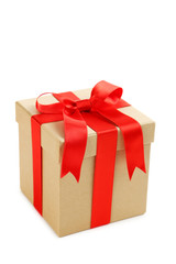 Gift box with ribbon isolated on a white