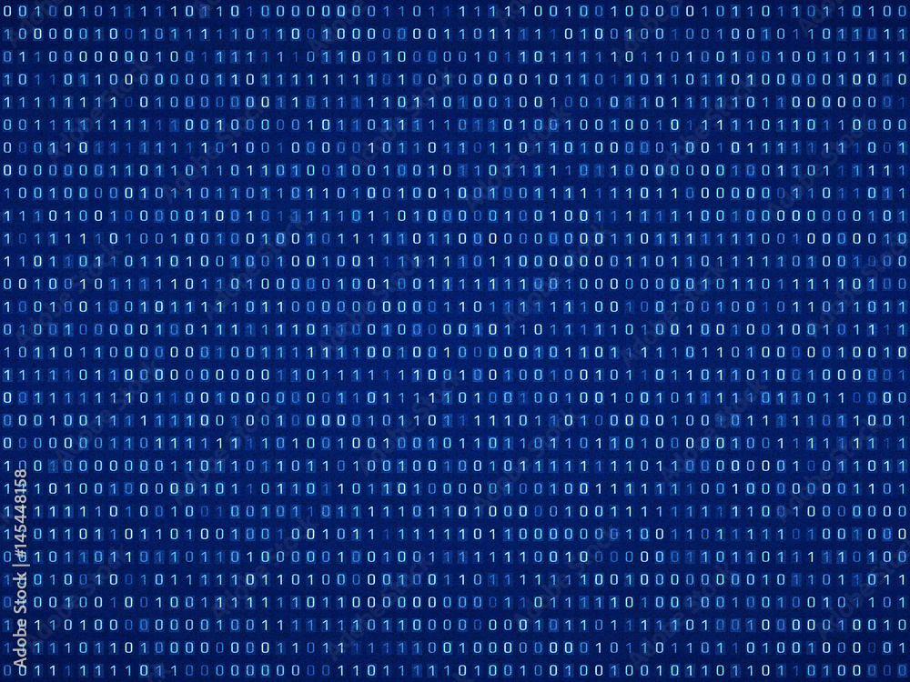 Poster Digital binary code background. 3d render