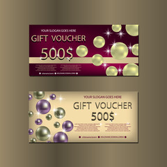 Naklejka premium Gift Voucher Template With Sparkles and Pears For your Design.