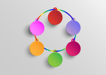 Circle infographic with hanging on circle shape