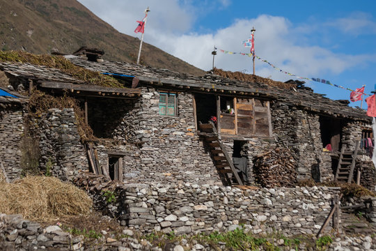 Remote village in high Himalalya mountains