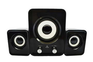 Black small subwoofer with speakers isolated