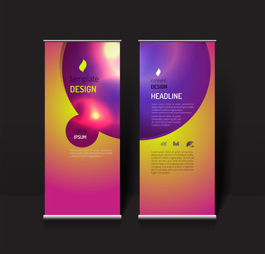 Roll up banner design template. modern effect light concept