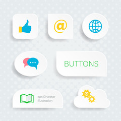 White web buttons with multimedia icons