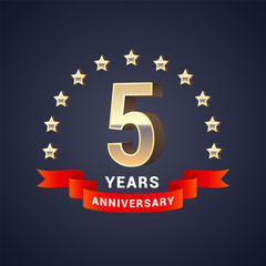 5 years anniversary vector icon, logo