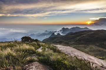 colorful sunset above brasil mountains