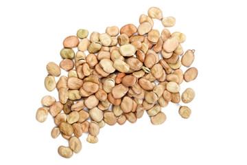 Dried broad beans on a white background