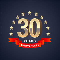 Fototapeta na wymiar 30 years anniversary vector icon, logo