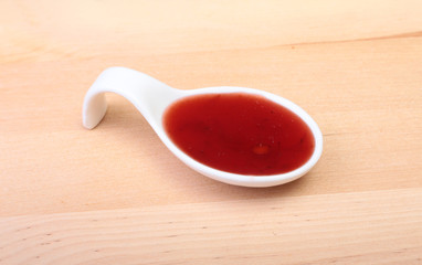 Homemade Organic Red Cranberry Sauce in ceramic saucepan