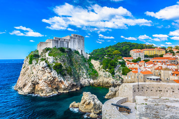 Fototapeta premium Mediterranean scenery. / Adriatic idyllic scenery at coastal town Dubrovnik, Mediterranean.