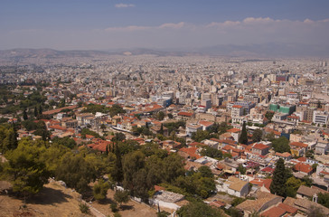 Fototapeta na wymiar Panorama of the city of Athens in Greece, the Beautiful landscape of the ancient capital
