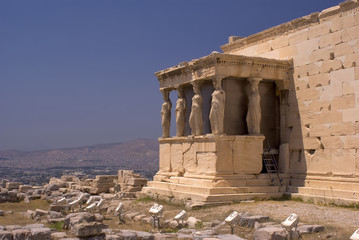 Fototapeta na wymiar The temple with the Caryatids in Athens