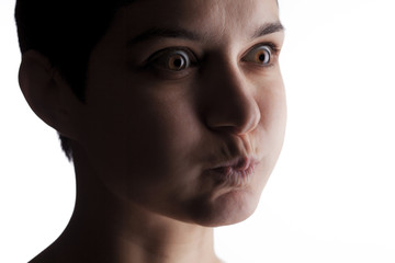 girl with a short hair making expressions