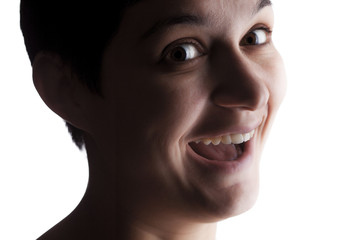 Fototapeta premium girl with a short hair making expressions