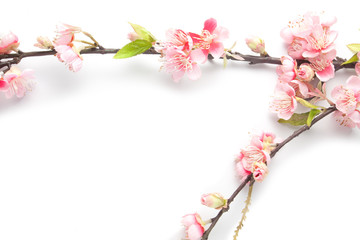 Fototapeta na wymiar Fake sakura blossom on white